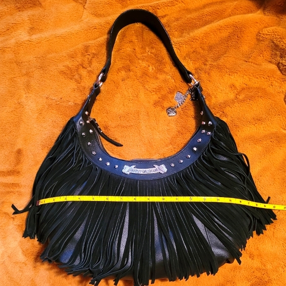 NWOT Harley Davison Genuine Cowhide Studded Fringe Wild West Hobo Purse β οΈ π€ β οΈ - Picture 6 of 10